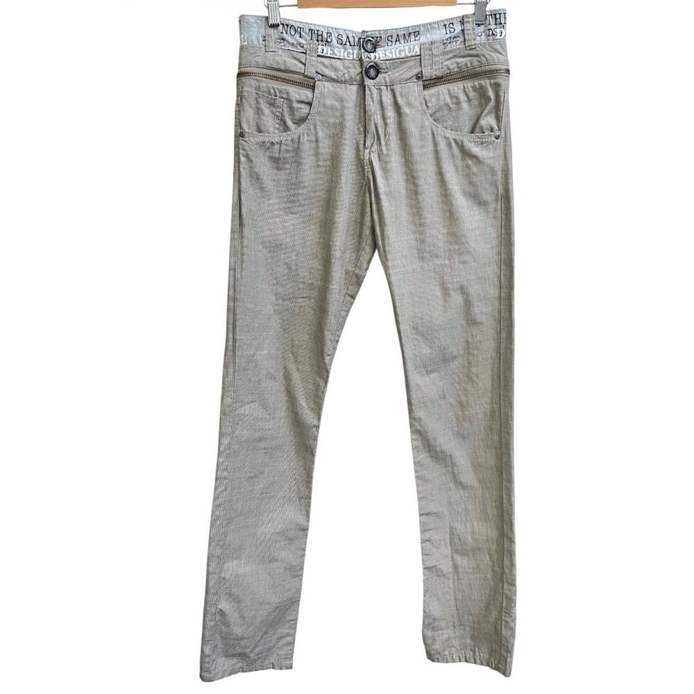 Desigual Men's Double Waist Cotton Pablo Pants Straight Leg Sz 28 Zipper Logo